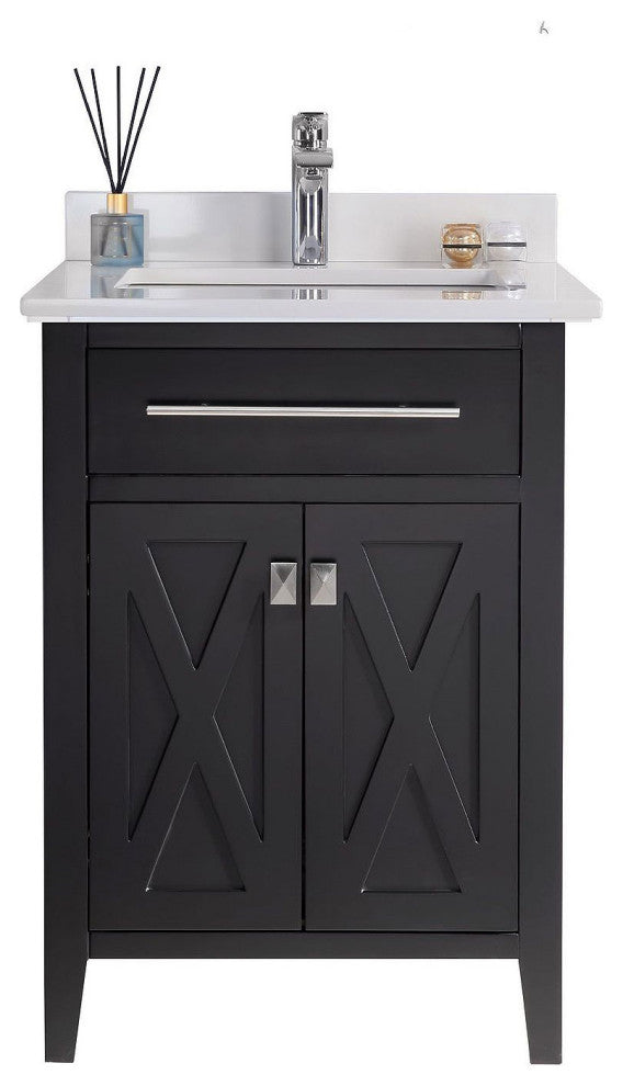 Laviva 313YG319-24E-WQ Wimbledon 24" Espresso Vanity w White Quartz Counter