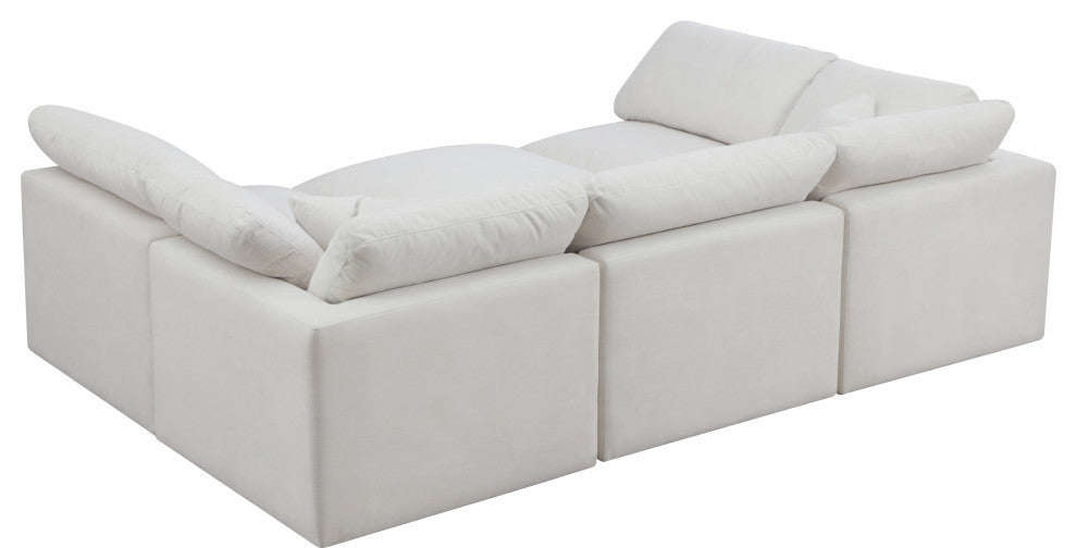 Plush Velvet / Down Standard Comfort 6-Piece U-Shaped Modular Sectional, Cream