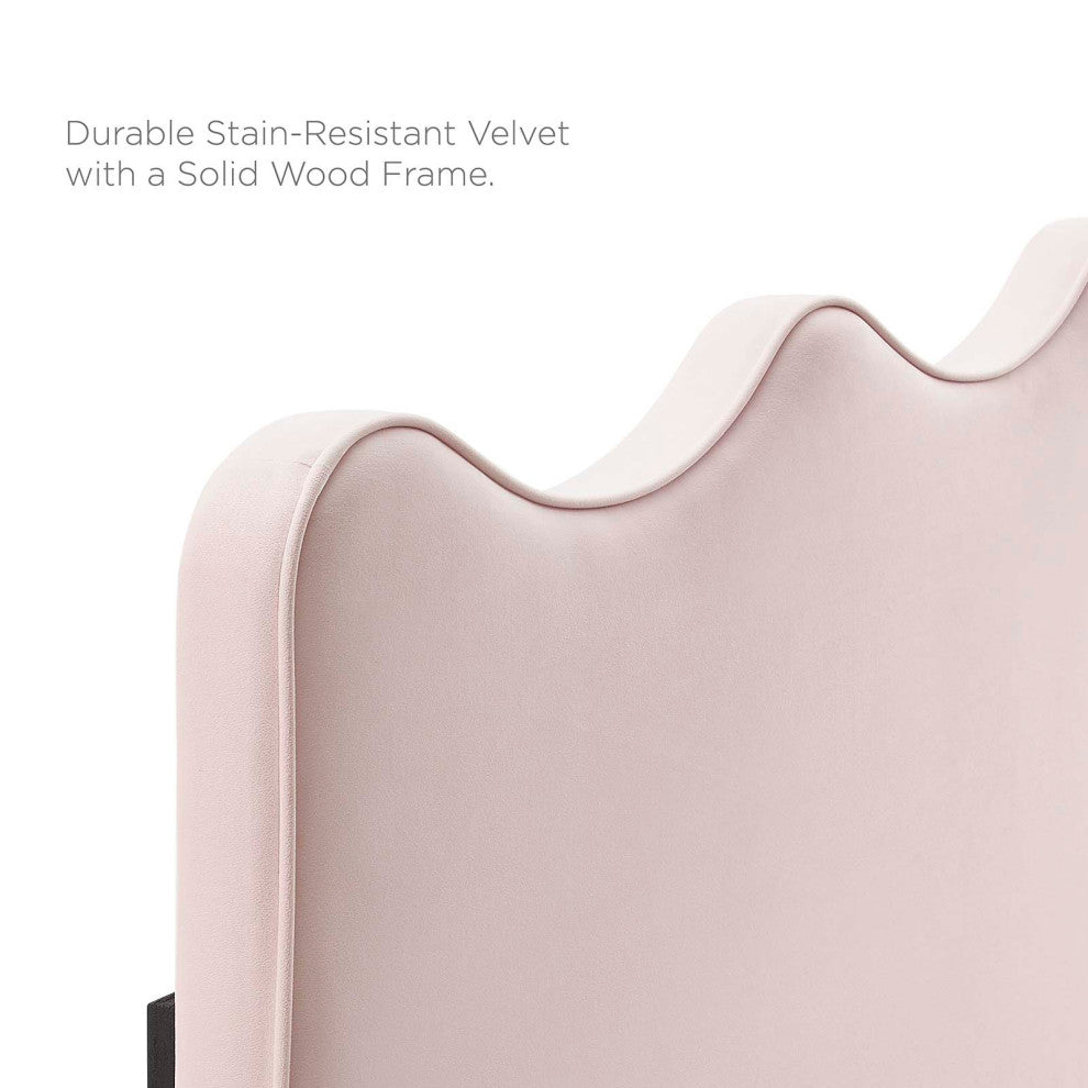 Current Performance Velvet Queen Platform Bed, Pink