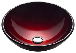Irruption Red 16 1/2" Glass Vessel Bathroom Sink