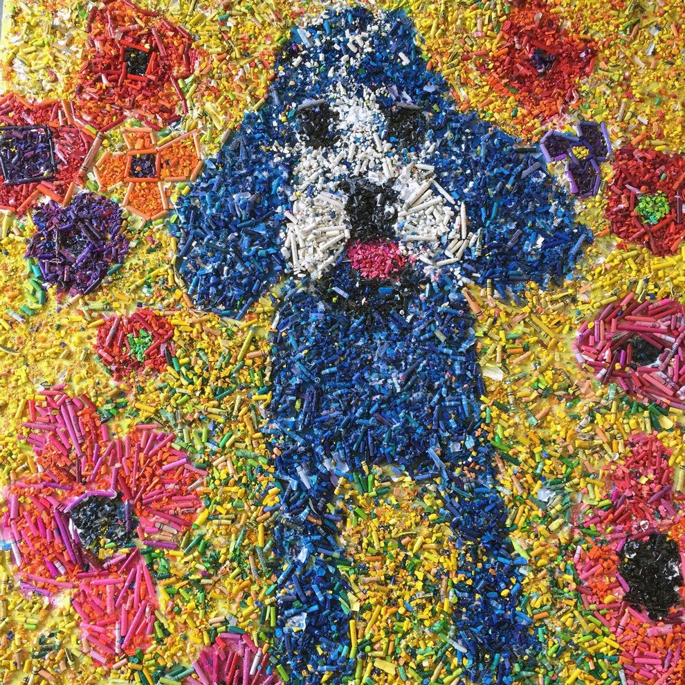 Marmont Hill, "Crayon Collage Pup" by Michelle Rivera on Wrapped Canvas, 18x18