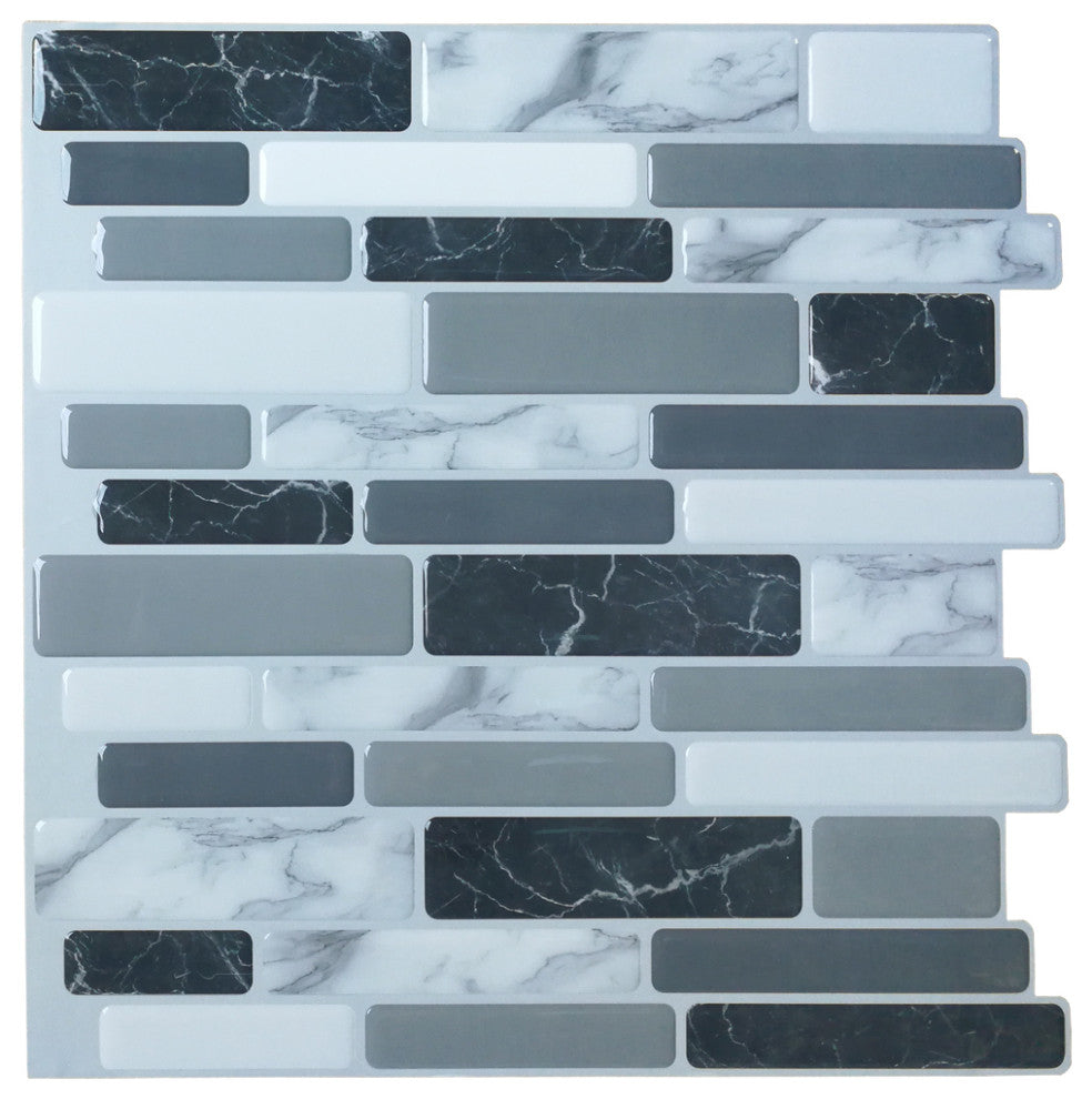 12"x12" Peel and Stick Kitchen Backsplash Wall Tiles, Set of 10