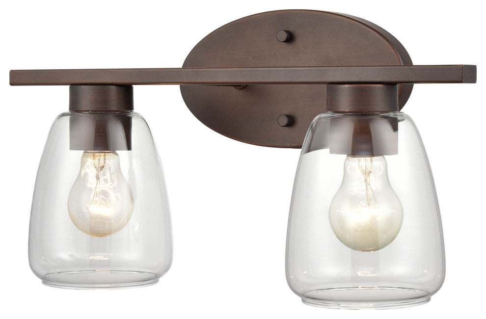 2 Light 16" Rubbed Bronze Bathroom Vanity Light