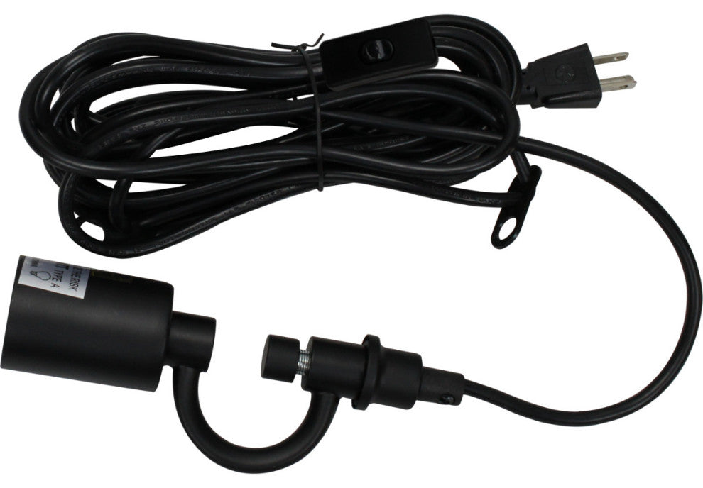 1 Light Swag Plug-In Pendant 16"w Textured Oatmeal Shade, 17' Black Cord