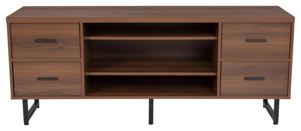 Lincoln Collection TV Stand in Rustic Wood Grain Finish