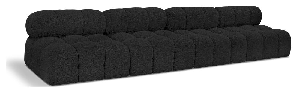 Ames Boucle Fabric Modular Sofa, Black, 4-Piece: 4 Armless Chair
