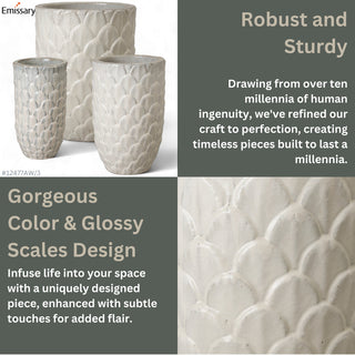 Pinecone Planter, Antq Wt Medium 12.5x19H