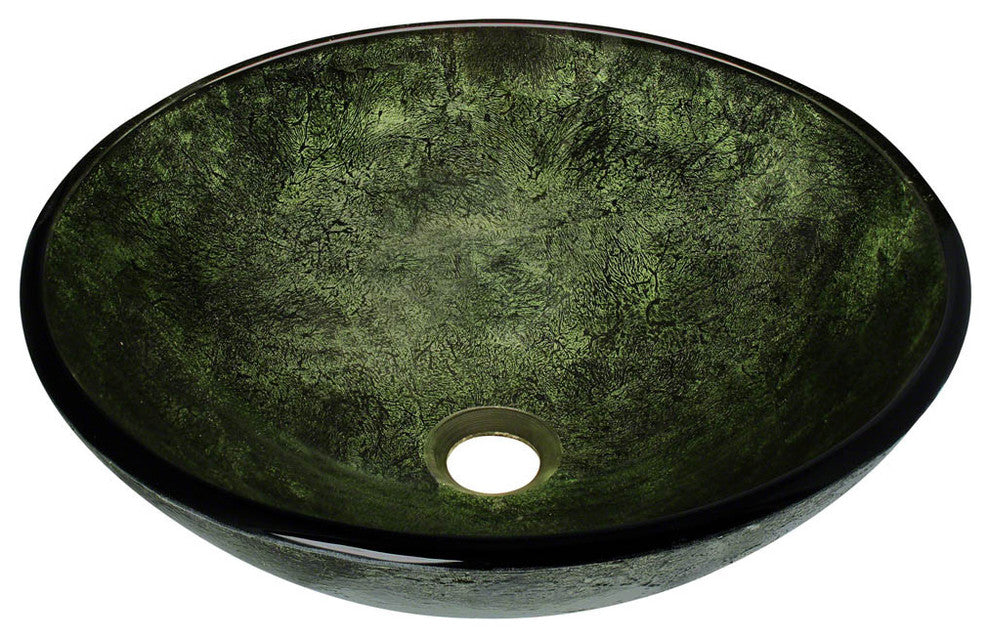 P926 Forest Green Glass Vessel Bathroom Sink