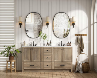 Home Living 66" Double Bathroom Vanity, Natural Oak