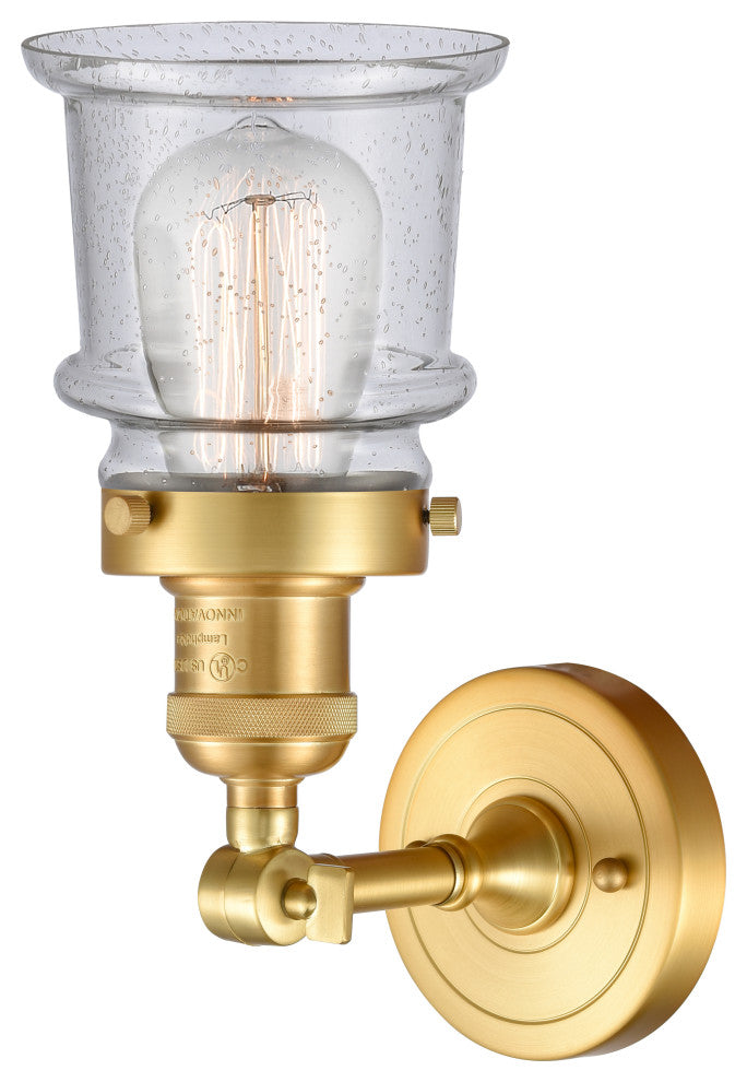 Small Canton 1 Light Sconce, Satin Gold, Seedy