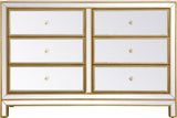 Stylish Antique Gold 6-Drawer Dresser