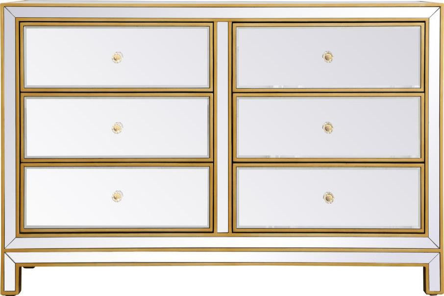 Stylish Antique Gold 6-Drawer Dresser