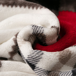 Tache Holiday Red Plaid Checkered Patchwork Throw Blanket, 90"x90"