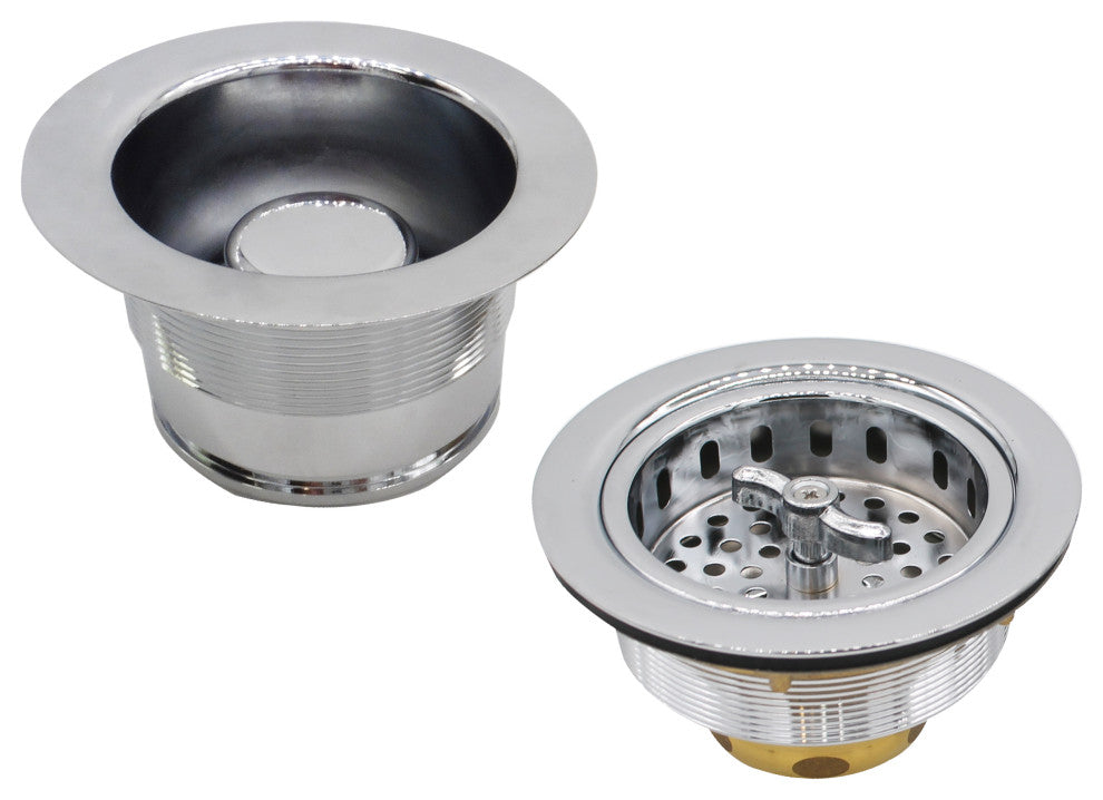 CO2175 3.5" Wing Nut Twist, Kitchen Sink Basket Strainer, Polished Chrome