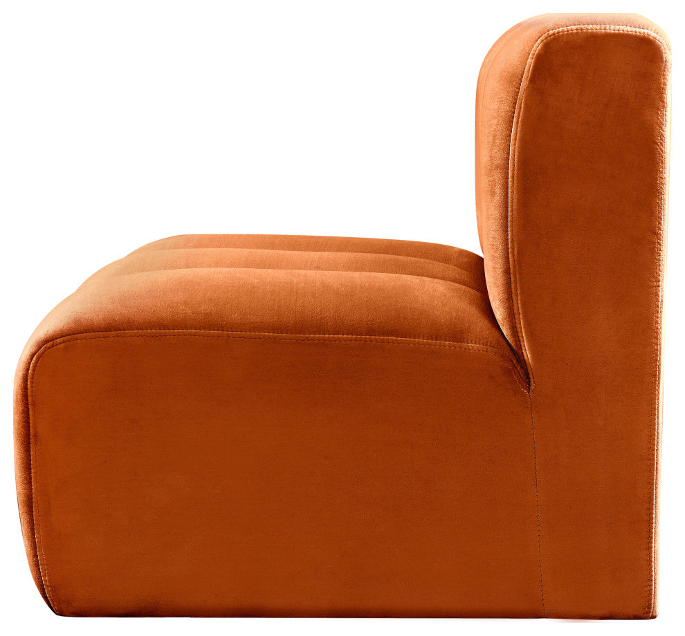 Arc Upholstered Modular Component, Cognac, 1-Piece: Straight Chair, Velvet
