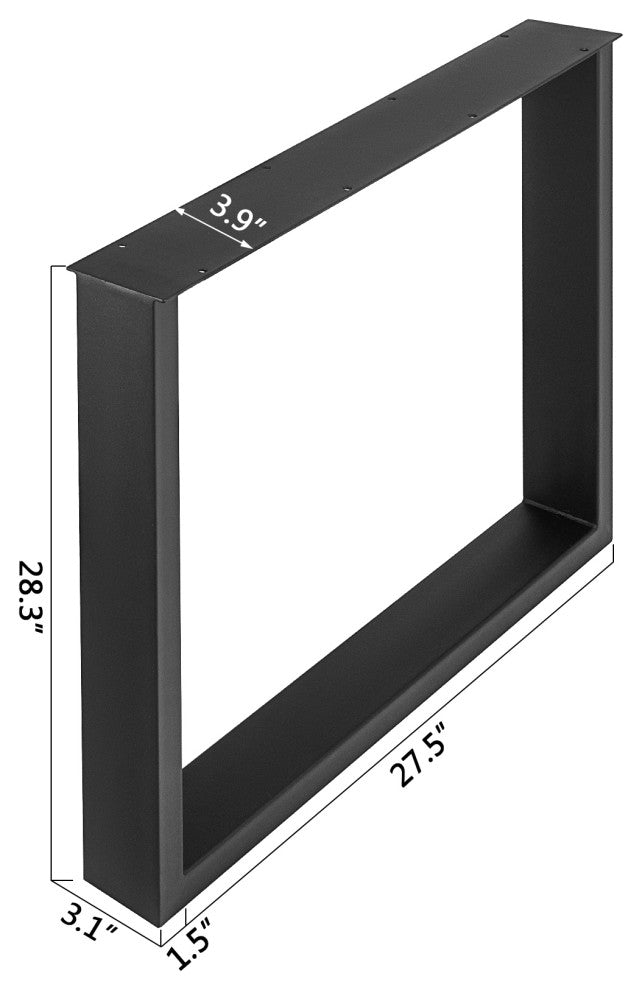 Vevor Set of 2 Steel Table Legs Black Square Table Legs, 28" H X 27" W