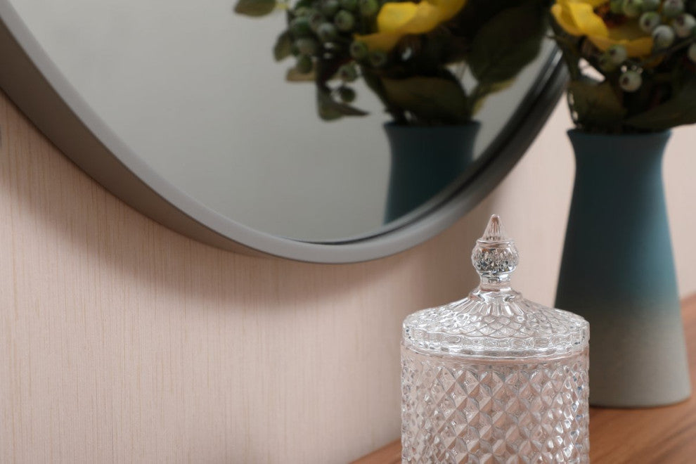 Elegant Decor MR4037GR Metal Frame Round Mirror, 32" Gray