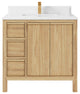 Elizabeth 36 Center Sink Bath Vanity in Light Natural Teak 1.5" White Quartz