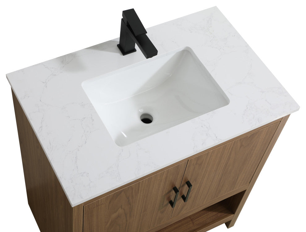 Home Living 30" Single Bathroom Vanity, Walnut Brown