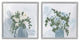Painterly Blue Daises Flowers Plants Vase Abstract Florals, 2pc, each 12 x 12