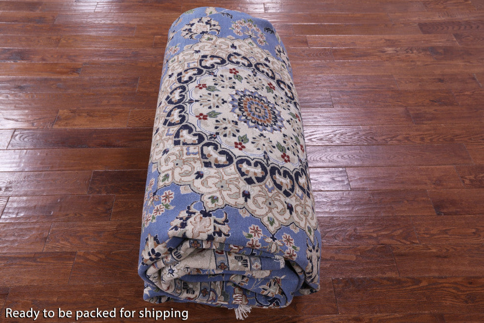 Persian Nain Wool and Silk Hand Knotted Rug 10' 7" X 17' 4" Q9338
