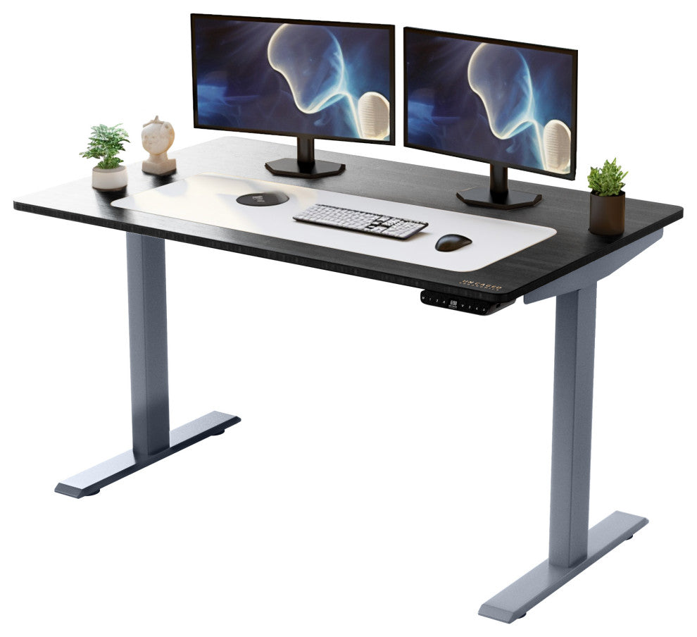 30" Adjustable Black and Gray Stainless Steel Computer Desk
