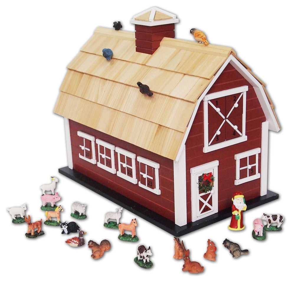 Red Christmas Barn Advent Calendar