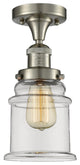 Canton 1-Light LED Semi-Flush Mount, Brushed Satin Nickel, Glass: Clear