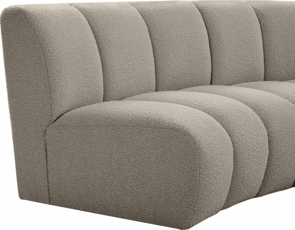 Infinity Black Boucle Fabric Upholstered Arc Shaped Modular Sectional, Brown, 6-Piece, Arc-Shaped