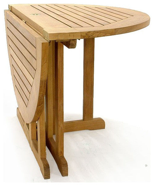 5-Piece Teak Set, 48" Butterfly Table, 4 Giva Chairs, Sunbrella Cushion, Teal