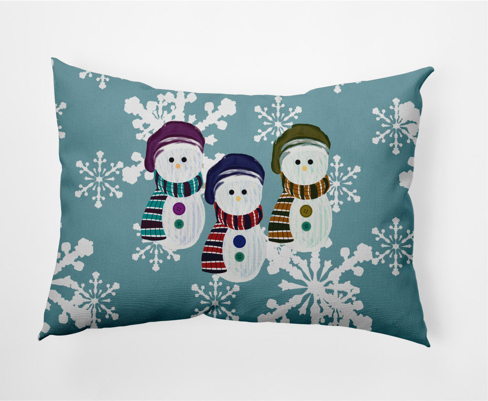 Sock Snowmen Decorative Throw Pillow, Blue-Gray, 14"x20"