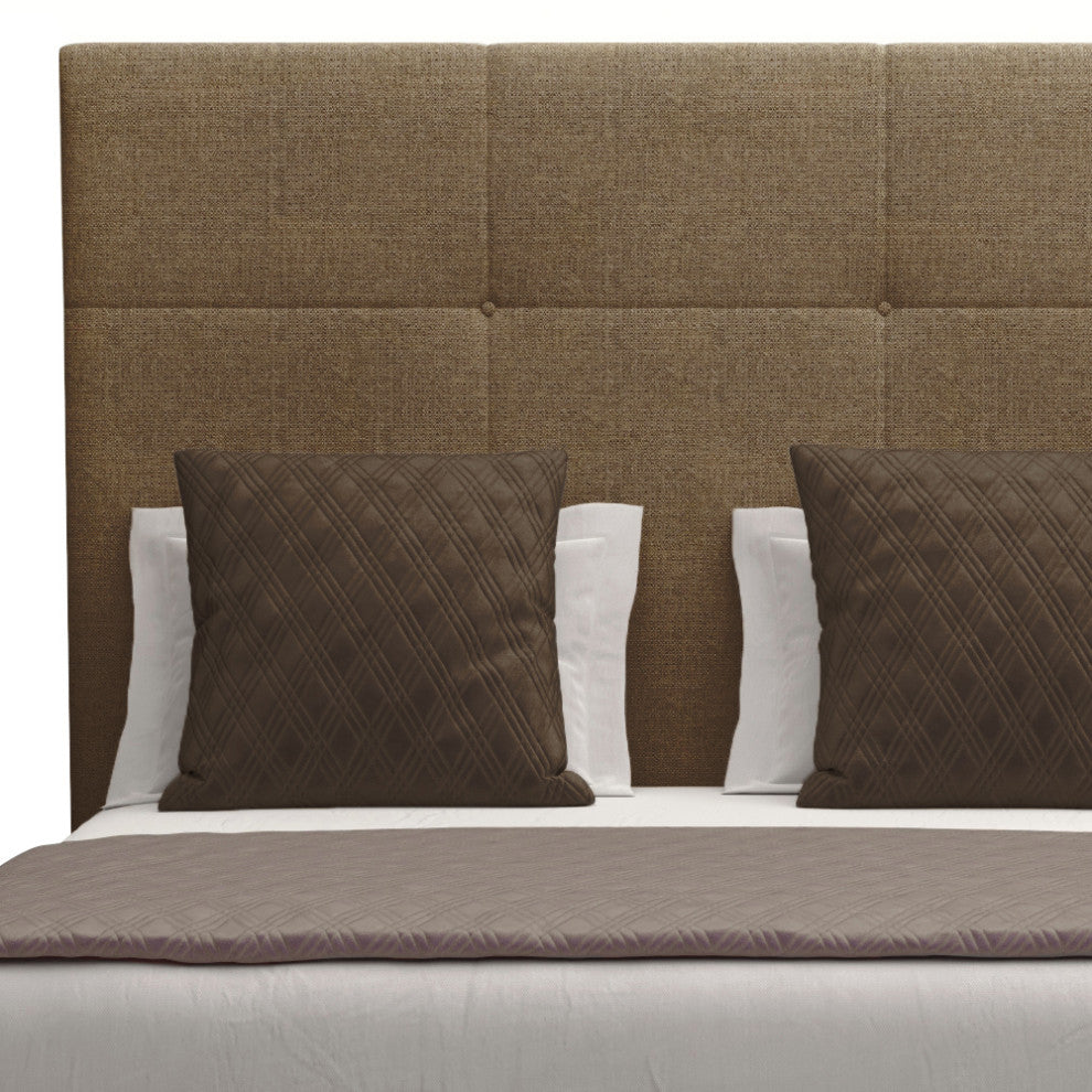 Nativa Interiors Moyra Simple Tufted Bed, Brown, King, Headboard: Medium