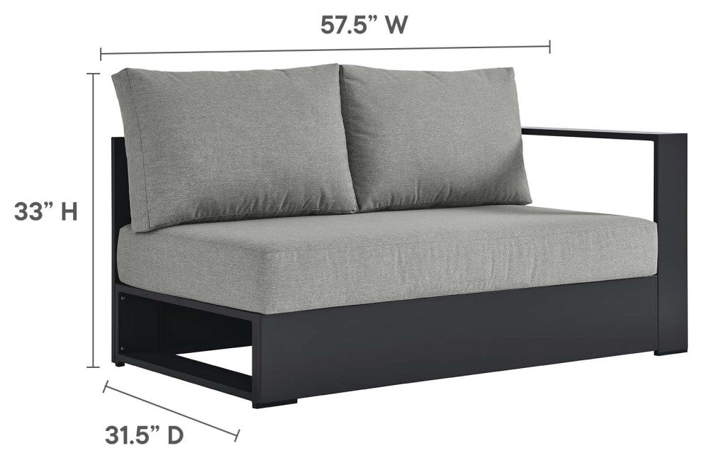 Tahoe Outdoor Patio Powder-Coated Aluminum Modular Right-Facing Loveseat - Gray