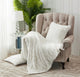 Faux Fur Shar Pei 3 Piece Throw and Pillow Shell Set, Cloud Dancer, Throw 50"x60" and 2 Pillow Shells 20"x20"