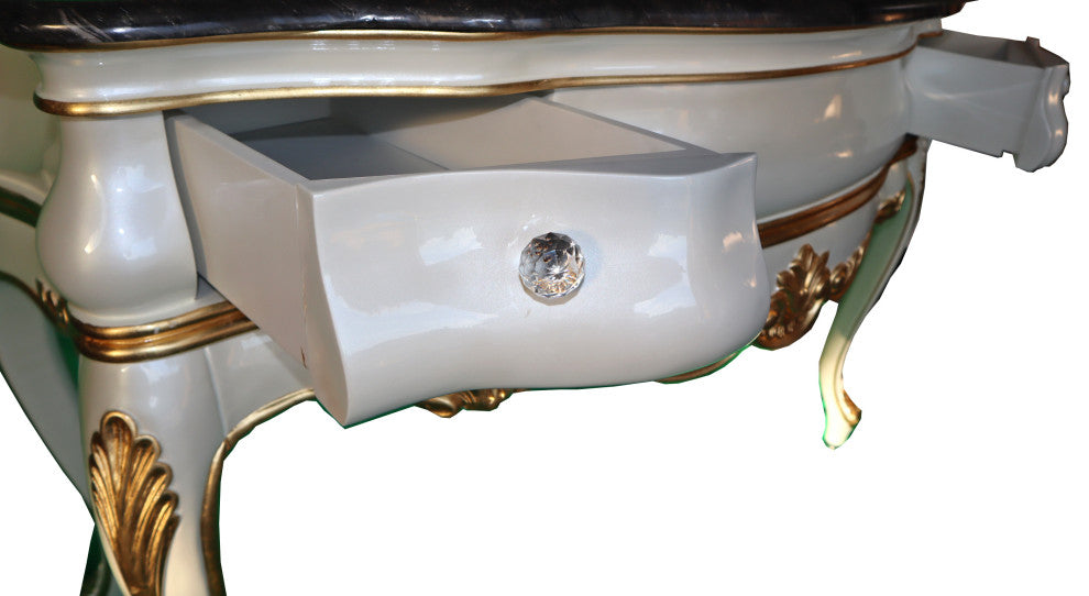 Handmade 48'' Single Bath Vanity, Italian Marble Top, Solid Wood, Mirror, White