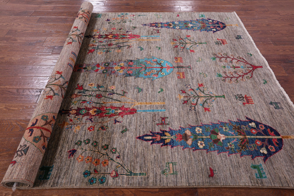 5' 9" X 8' 2" Tribal Persian Gabbeh Hand Knotted Wool Rug Q9969