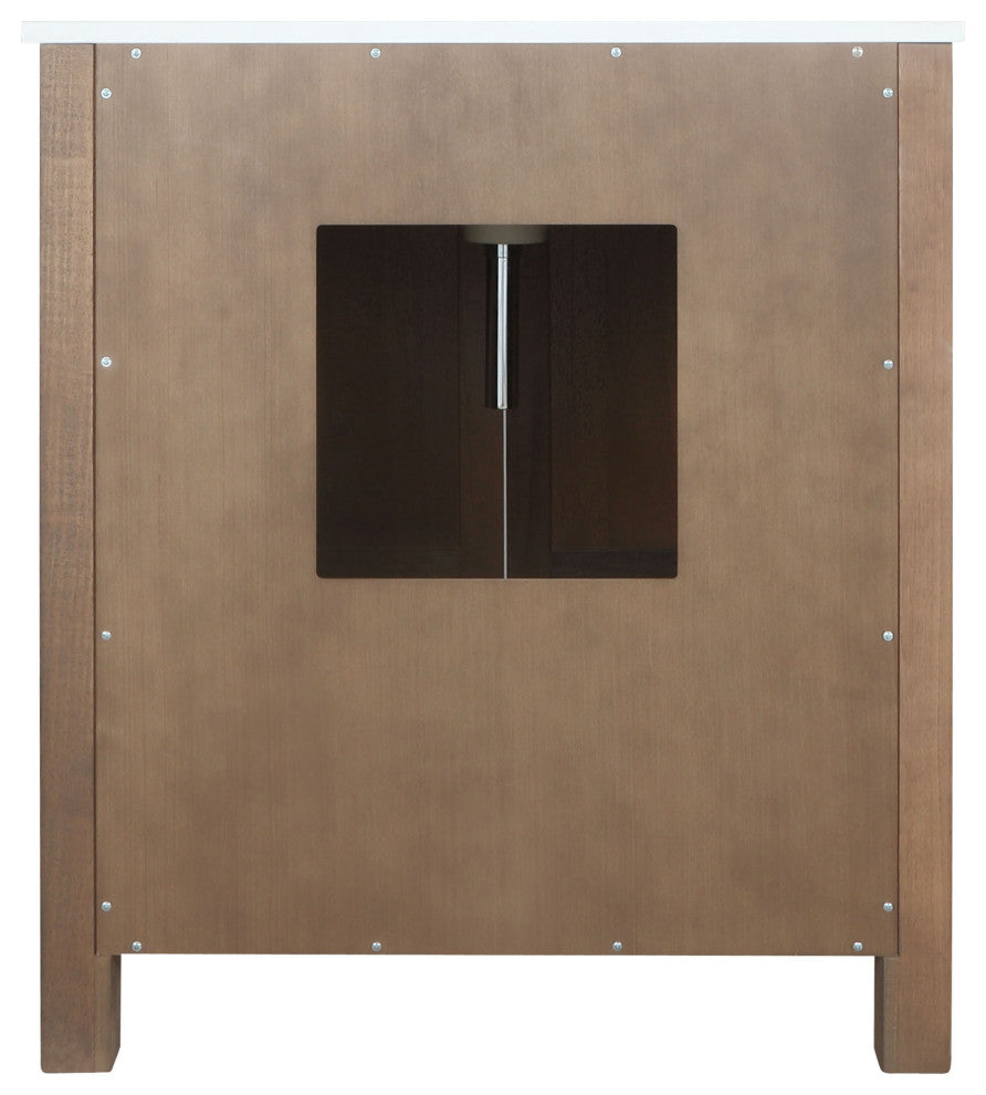 Ziva 30 Barnwood SG Vanity, Cultured Marble Top, Square Sink, 28 Mirror, Faucet