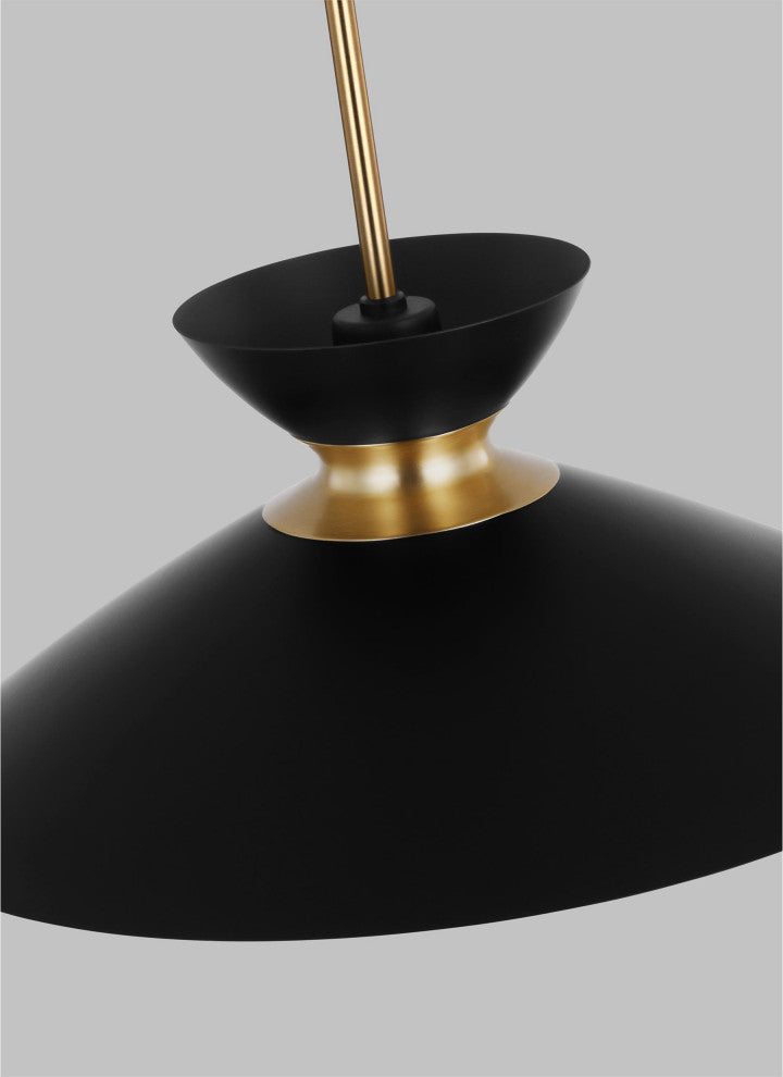 Heath Wide Pendant, Midnight Black and Burnished Brass