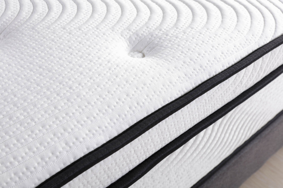 12"? Medium Euro Top Gel Memory Foam Hybrid Pocket Spring Mattress, King