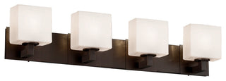 Fusion Modular 4-Light Bath Bar, Rectangle, Dark Bronze, Opal Shade