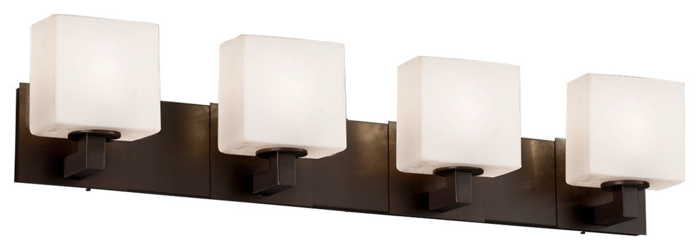 Fusion Modular 4-Light Bath Bar, Rectangle, Dark Bronze, Opal Shade
