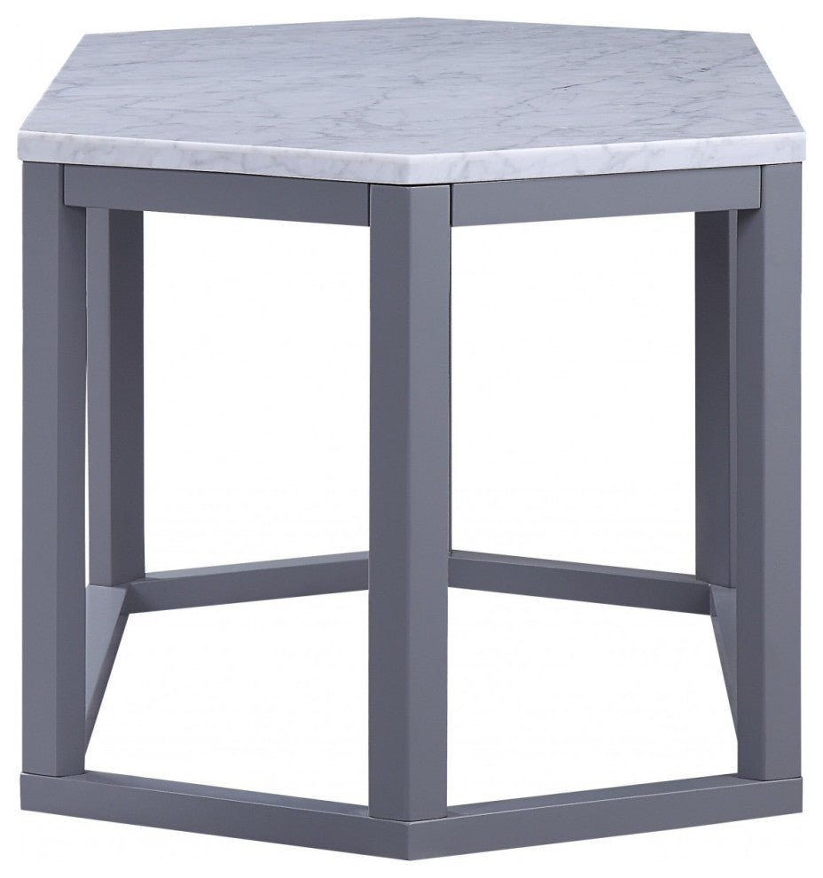 HomeRoots 20" X 40" X 18" Gray Marble Wood Coffee Table