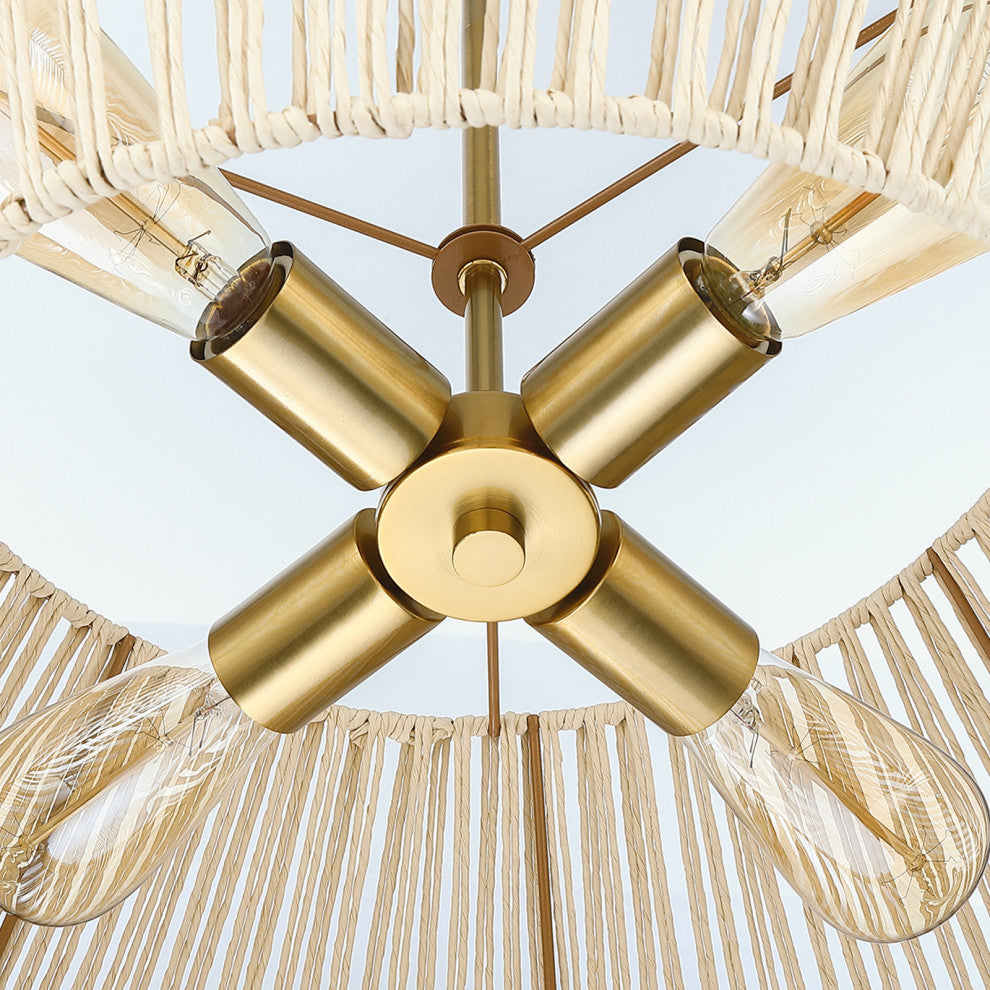 22" W 4-Light Bohemian Hand Woven Geometric Chandelier