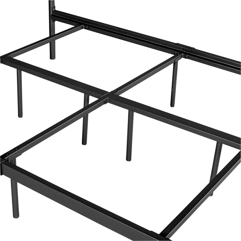 Twin/Full/Queen Wood Frame Platform Bed with Center Support Legs, Black, Full