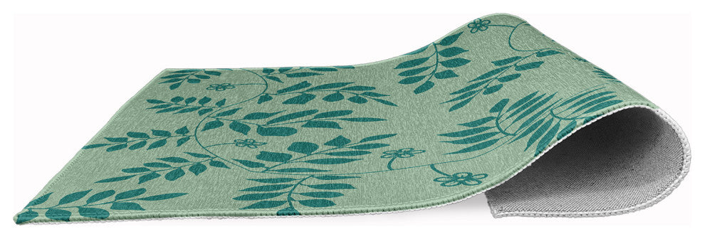 Fern Fronds Rug, Desert Turquoise, 5'x7'