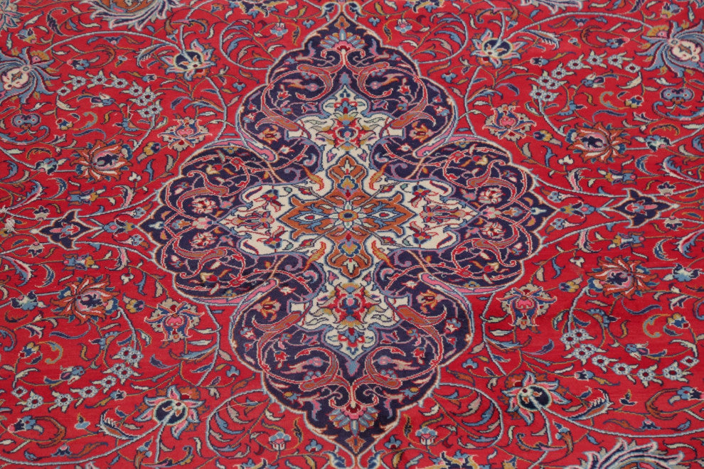 Consigned, Persian Oriental Traditional Vintage Handmade Area Rug, Red, 10x13