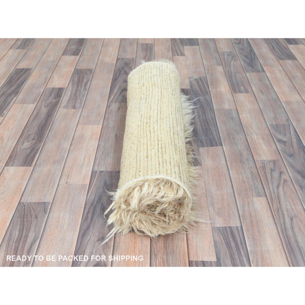 Ivory, Moroccan Berber, Natural Wool, Hand Knotted, Runner Rug, 2'6"x8'