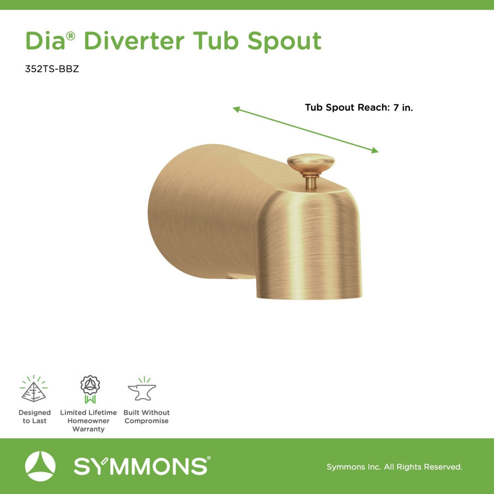 Dia Diverter Tub Spout, Brushed Bronze