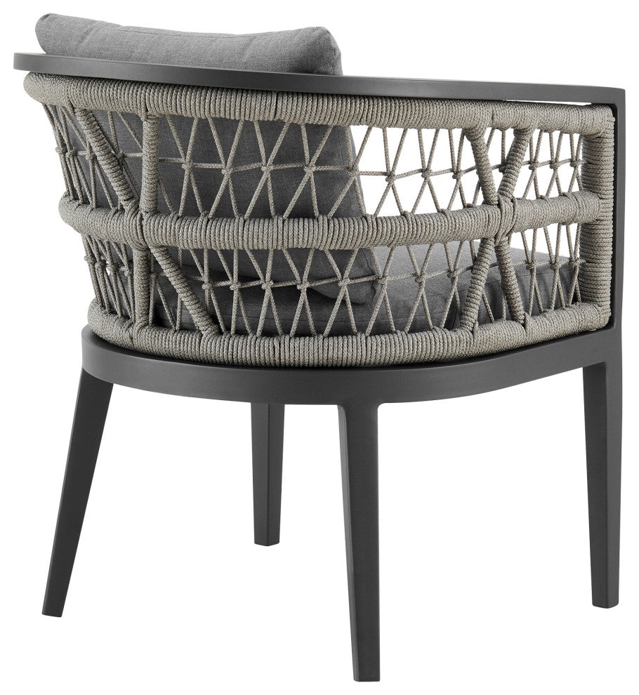 Zella Outdoor Patio 5-Piece Dining Set, Aluminum Light Gray Rope/Cushions