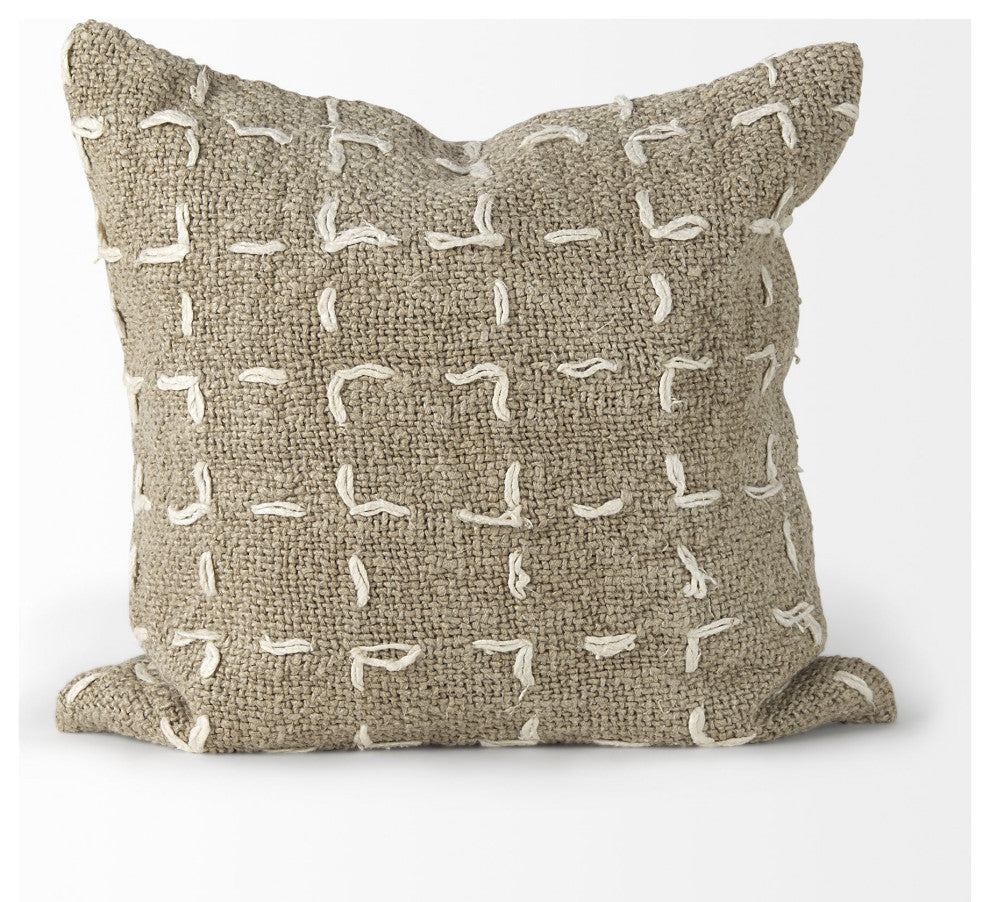 Rustic Sand and White Square Decorative Pillow Cover
